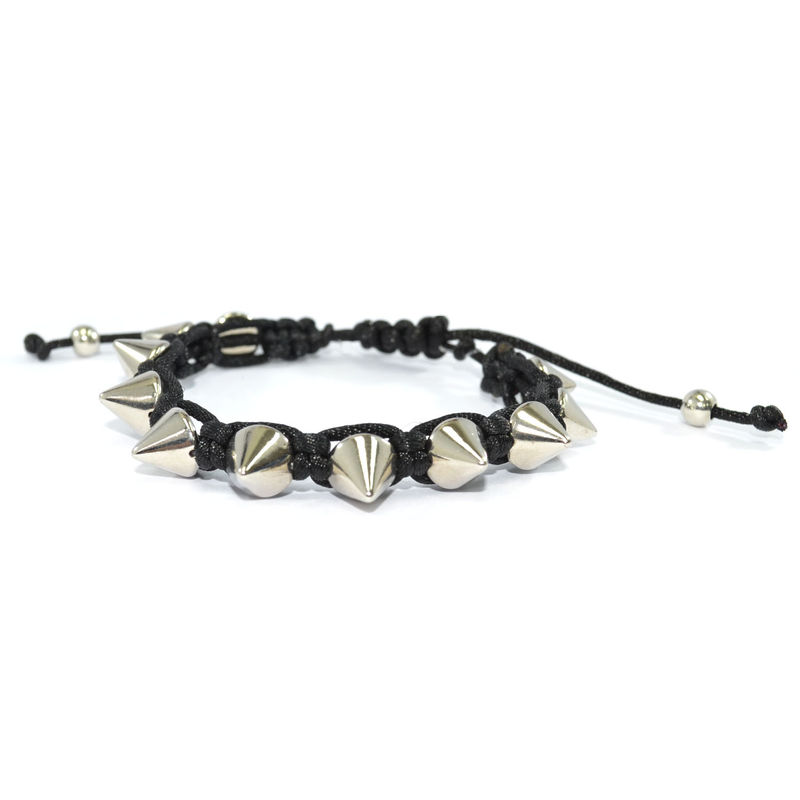 WOVEN STRING WITH CONICAL SPIKE BRACELET - product image  