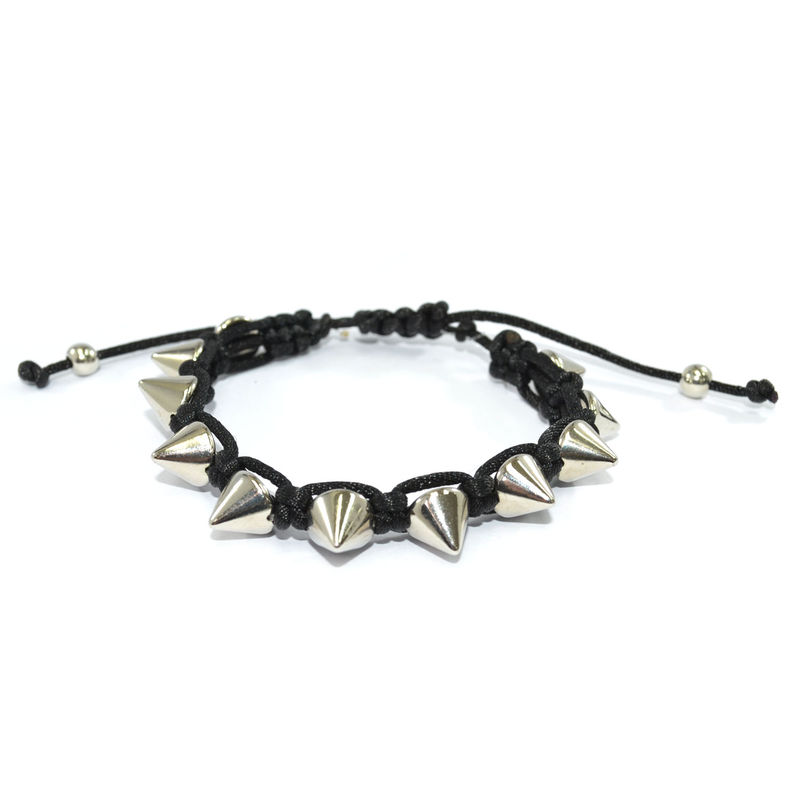 WOVEN STRING WITH CONICAL SPIKE BRACELET - product image  