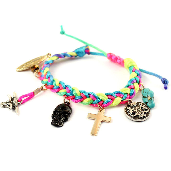 WOVEN STRAPS WITH MULTI PENDANTS BRACELET - product image  