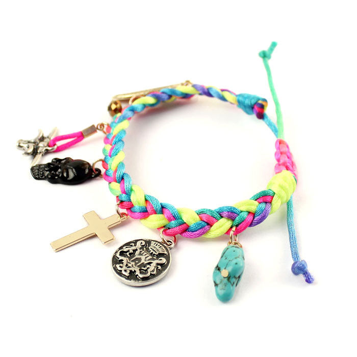 WOVEN STRAPS WITH MULTI PENDANTS BRACELET - product image  