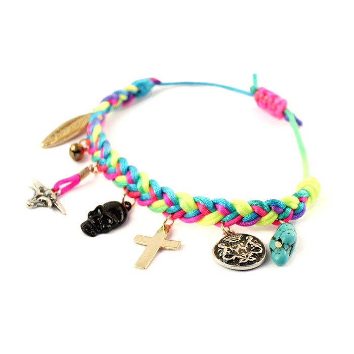WOVEN STRAPS WITH MULTI PENDANTS BRACELET - product image  