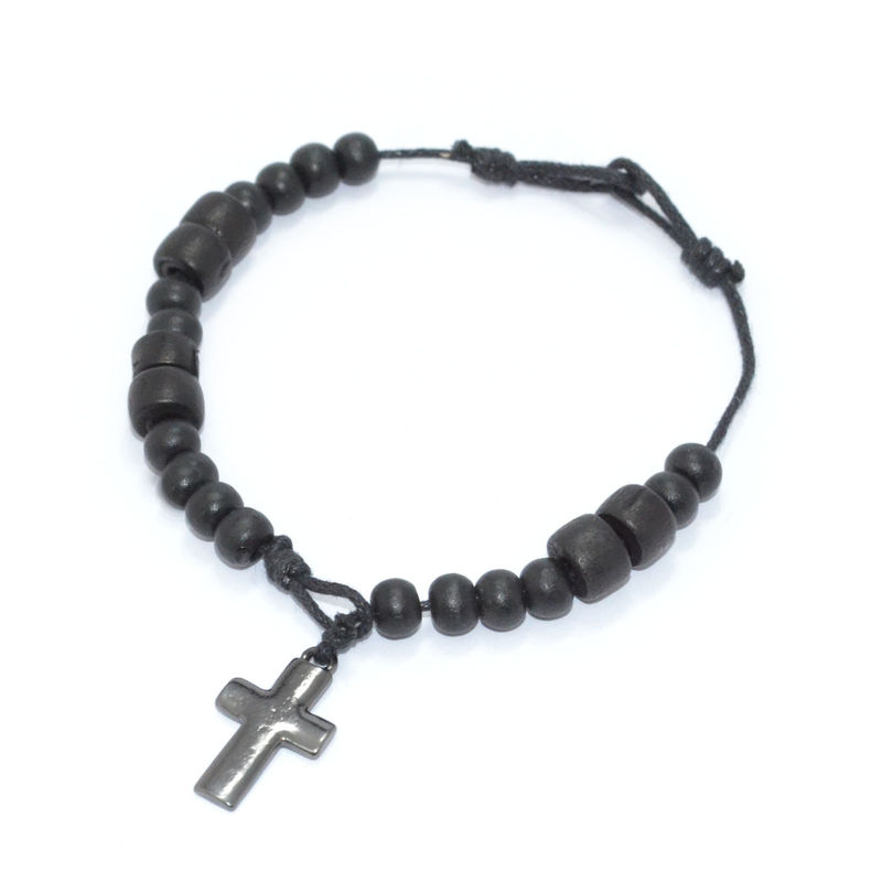 WOODEN BEADS WITH CROSS BRACELET - product image  