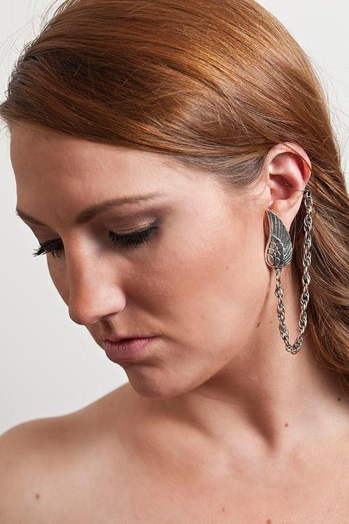 VINTAGE TONE CHAIN WITH WING EAR CUFFS - product image  
