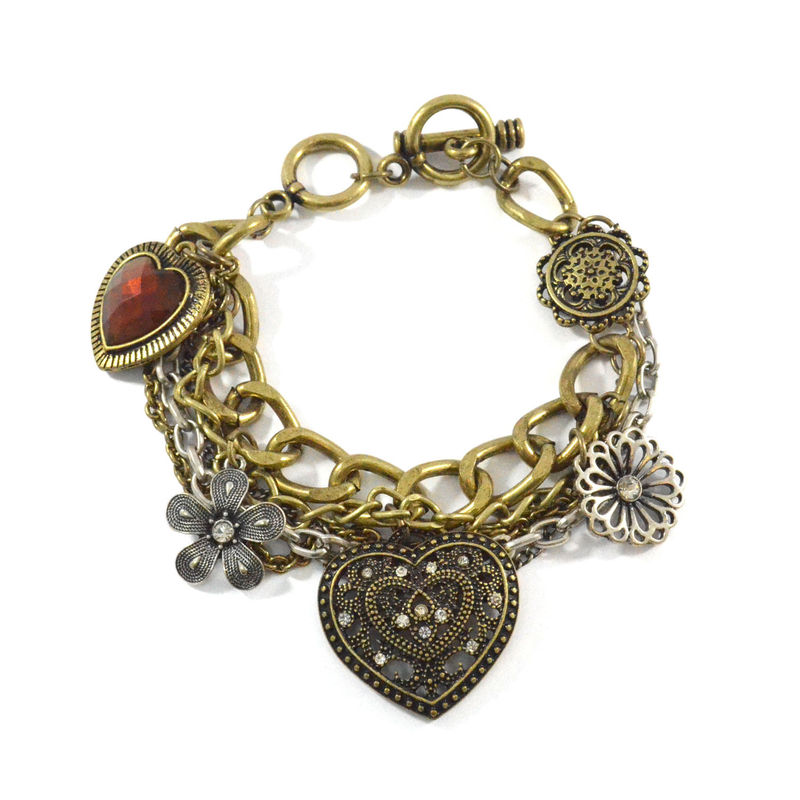 VINTAGE STYLE MULTI CHAIN AND PENDANT BRACELET - product image  