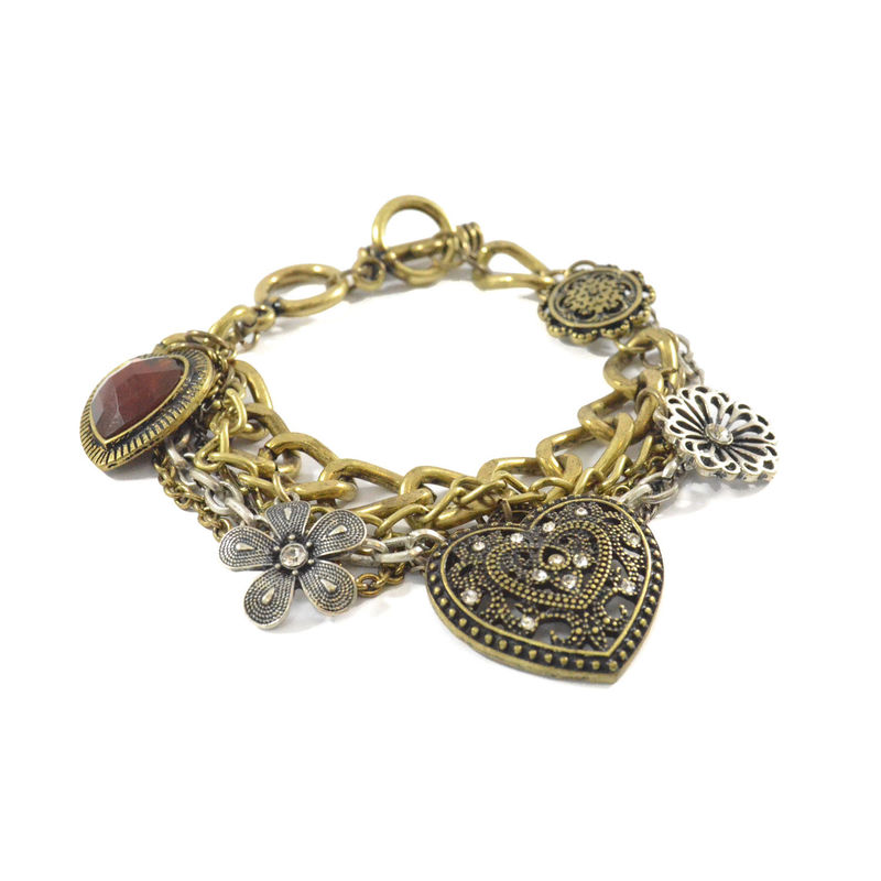 VINTAGE STYLE MULTI CHAIN AND PENDANT BRACELET - product image  
