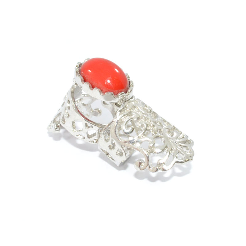 VINTAGE STYLE HOLLOW PATTERN WITH GEM MOVABLE KNUCKLE RING - product image  