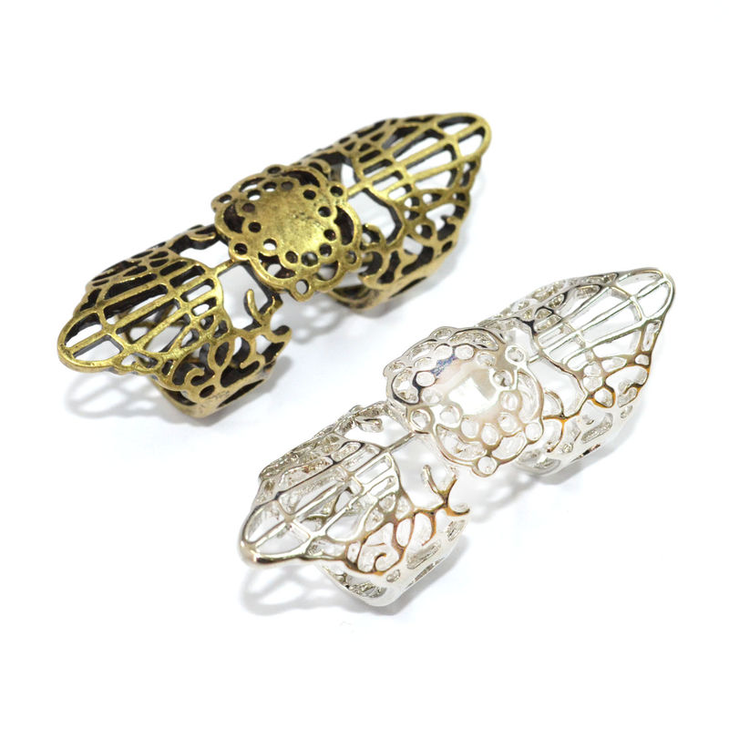 VINTAGE STYLE HOLLOW PATTERN MOVABLE KNUCKLE RING - product image  