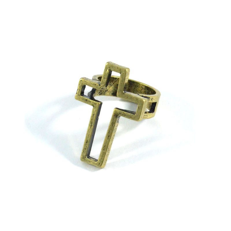 VINTAGE STYLE HOLLOW CROSS RING - product image  