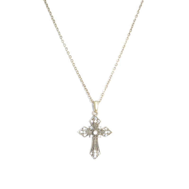 VINTAGE STYLE CRYSTAL CROSS NECKLACE - product image  