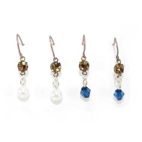 VINTAGE STYLE CRYSTAL AND PEARL EARRINGS SET - product image  