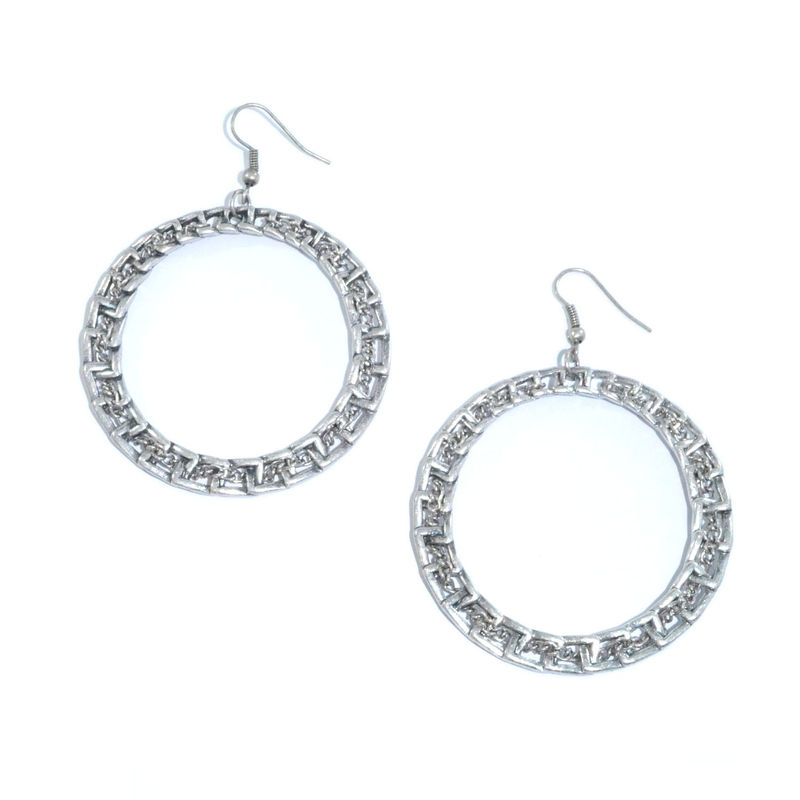 VINTAGE STYLE CIRCLE CHAIN DROP EARRINGS - product image  
