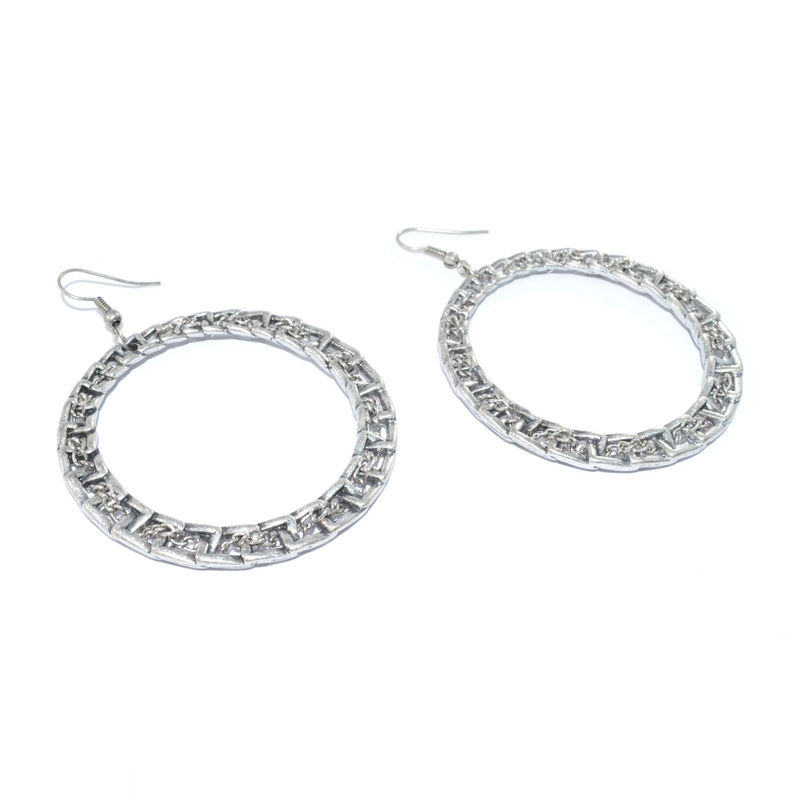 VINTAGE STYLE CIRCLE CHAIN DROP EARRINGS - product image  