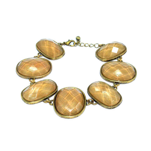 VINTAGE GOLD WITH OVAL LIGHT BROWN CRYSTAL BRACELET - product image  