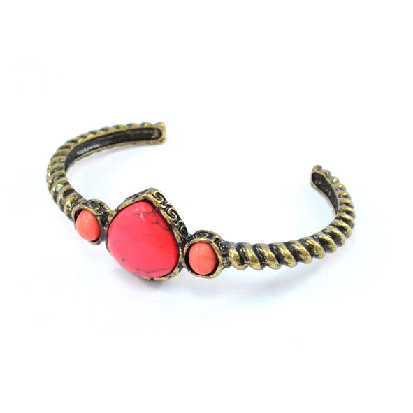 VINTAGE GOLD WITH MAGENTA STONES BANGLE - product image  