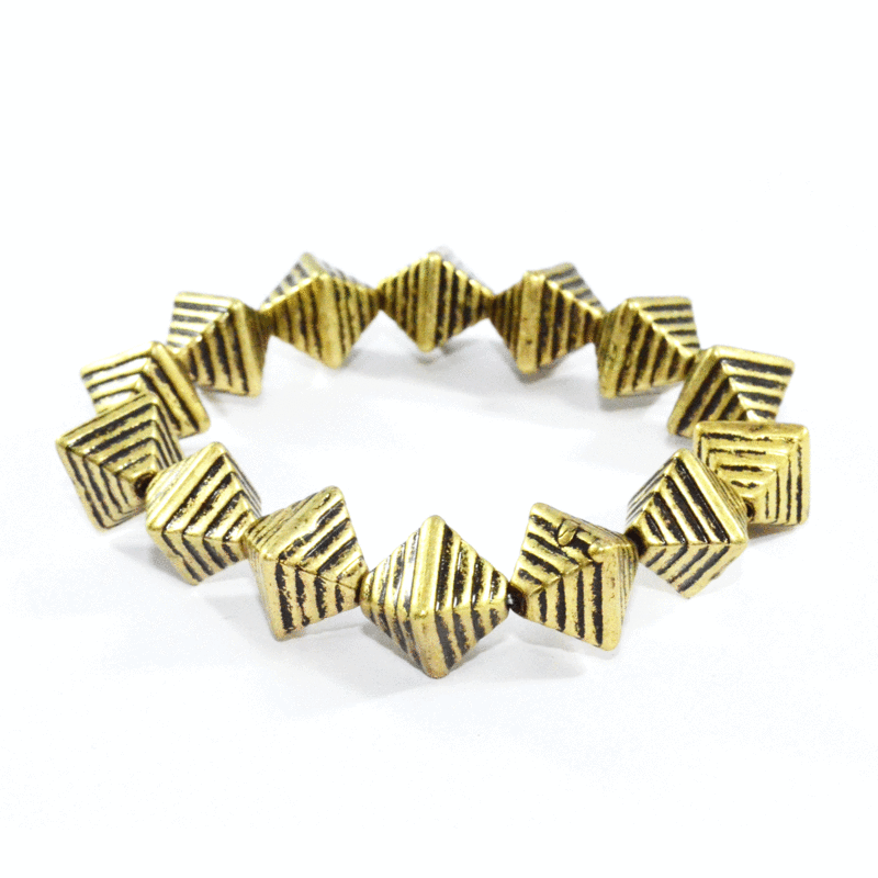 VINTAGE GOLD STRIPE CUBE BRACELET - product image  