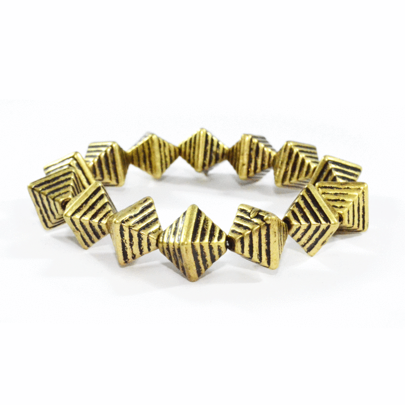 VINTAGE GOLD STRIPE CUBE BRACELET - product image  