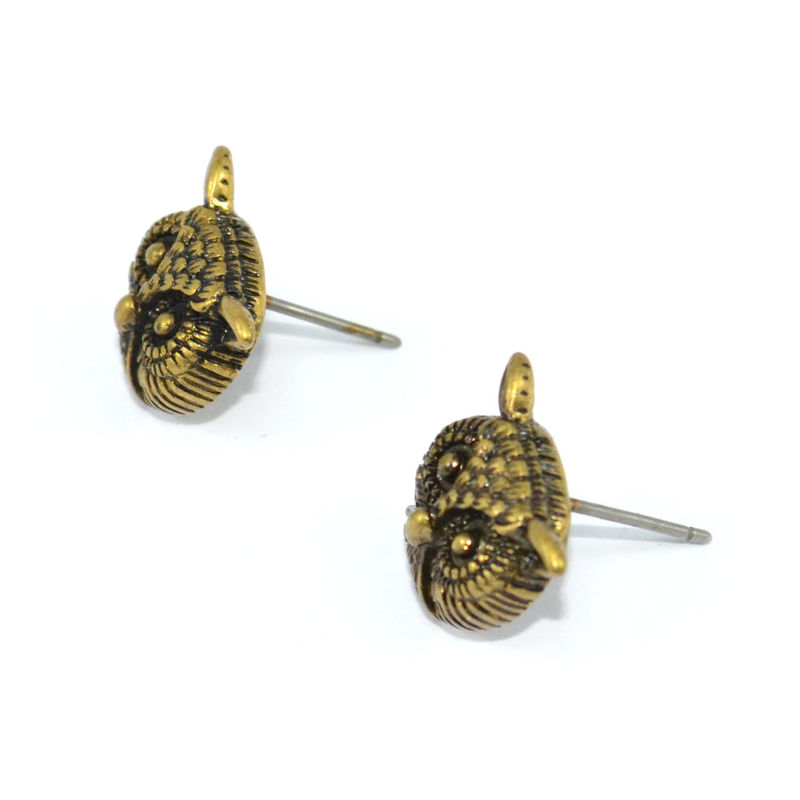 VINTAGE GOLD OWL HEAD EARRINGS - product image  