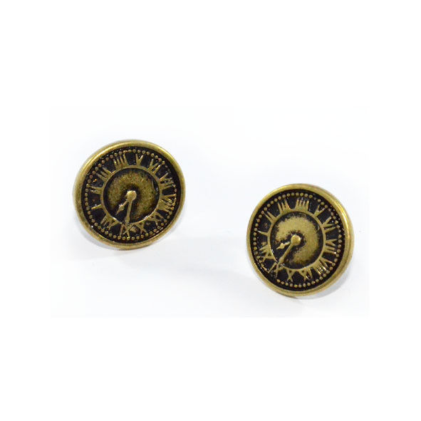 VINTAGE GOLD FAUX CLOCK EARRINGS - product image  