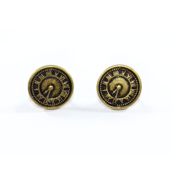 VINTAGE GOLD FAUX CLOCK EARRINGS - product image  