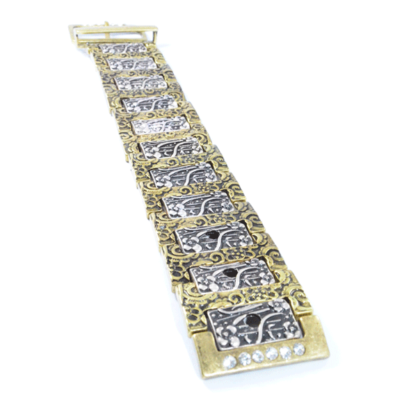 VINTAGE GOLD AND SILVER TONE WITH CRYSTAL BELT BRACELET - product image  