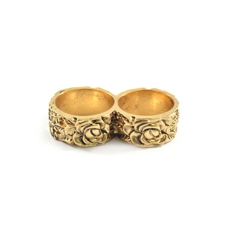 VINTAGE FLOWER PATTERN DOUBLE RING - product image  