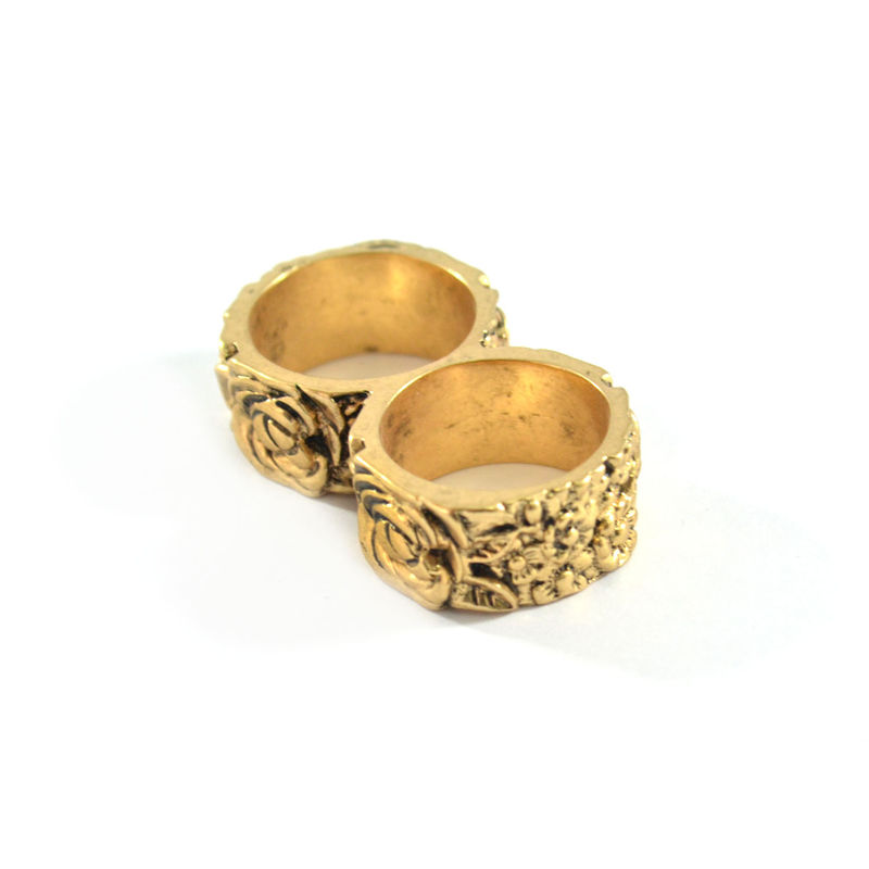 VINTAGE FLOWER PATTERN DOUBLE RING - product image  