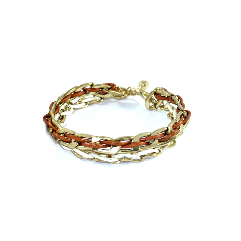 TWO TONE WOVEN CHAIN AND STRING BRACELET - product image  
