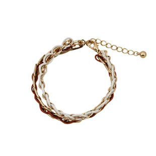 TWO TONE WOVEN CHAIN AND STRING BRACELET - product image  
