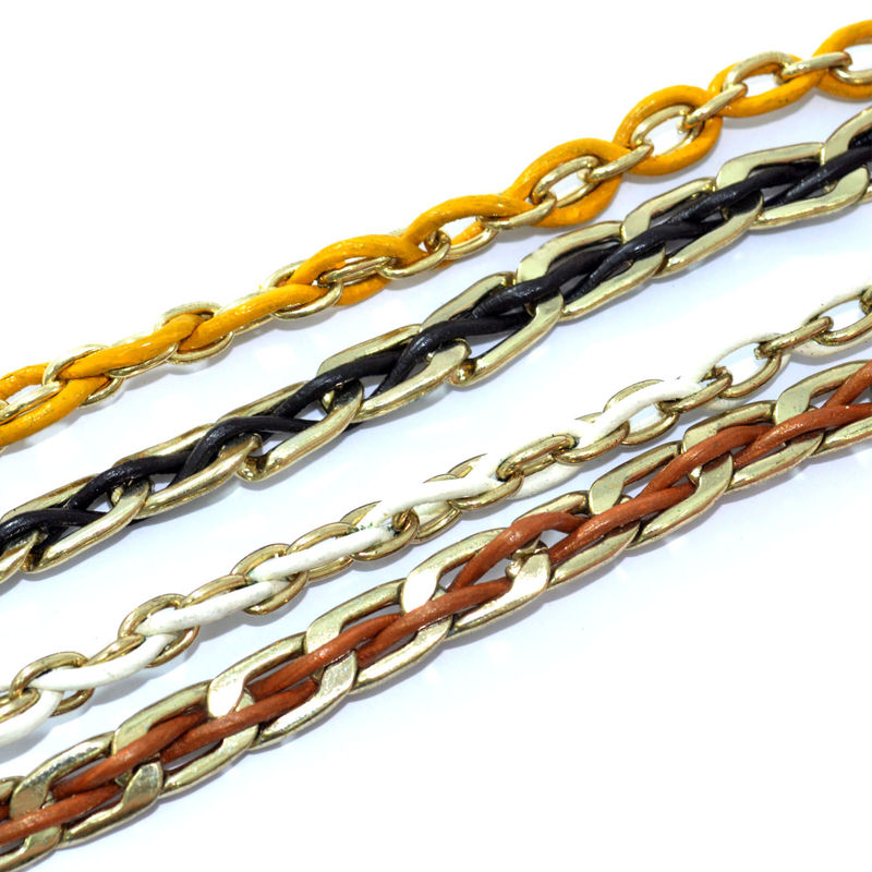 TWO TONE WOVEN CHAIN AND STRING BRACELET - product image  