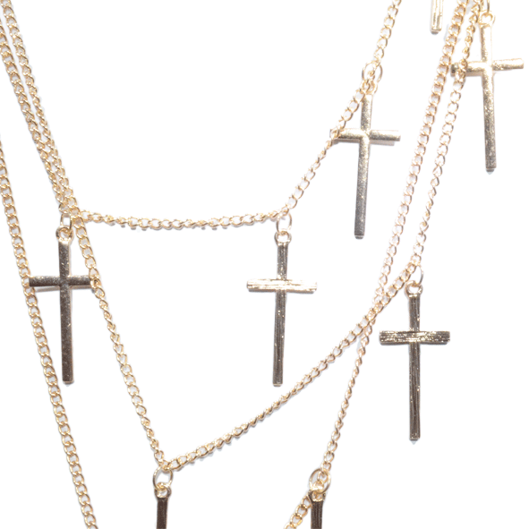 TRIPLE CHAIN WITH CROSS NECKLACE - product image  