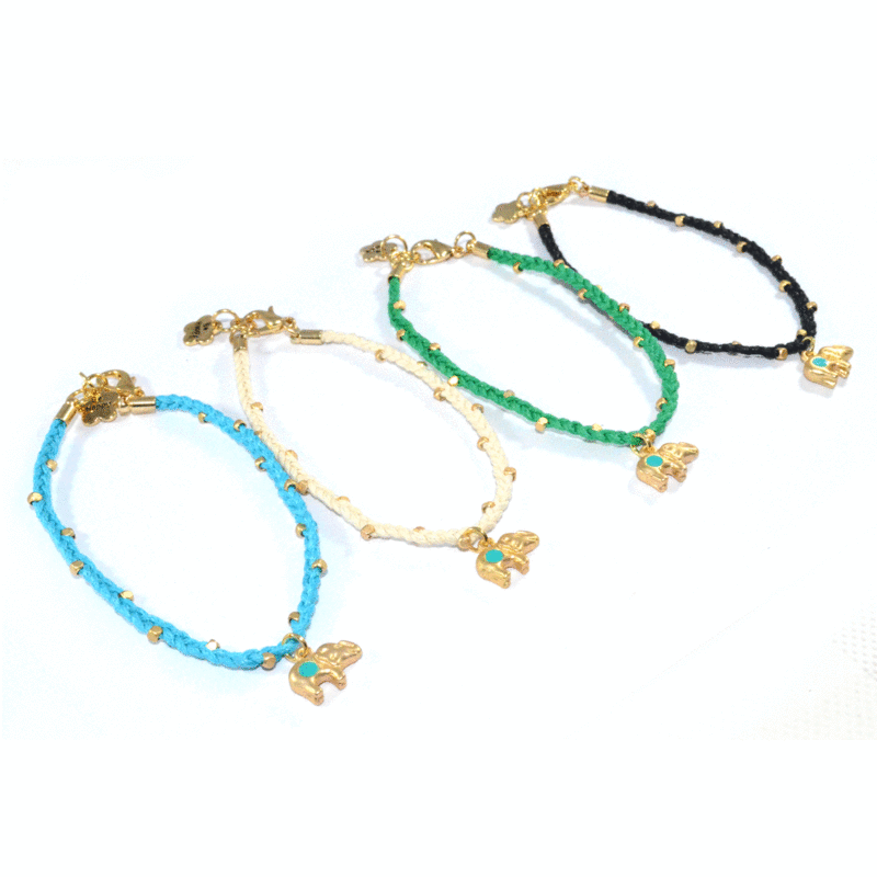 STRAP WITH GOLD TONE BEADS LITTLE ELEPHANT BRACELET - product image  