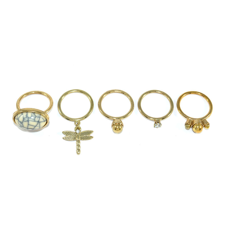 STONE AND DRAGONFLY RING SET - product image  