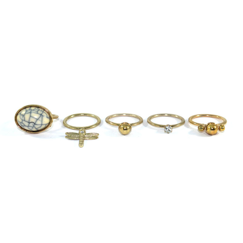 STONE AND DRAGONFLY RING SET - product image  