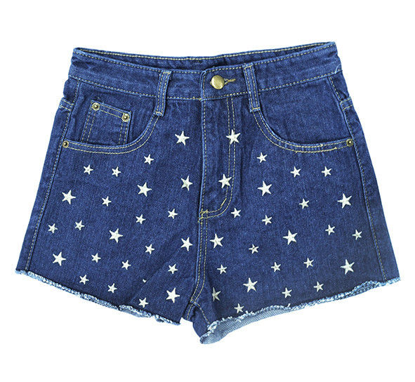 STAR PATTERN DENIM SHORTS - product image  