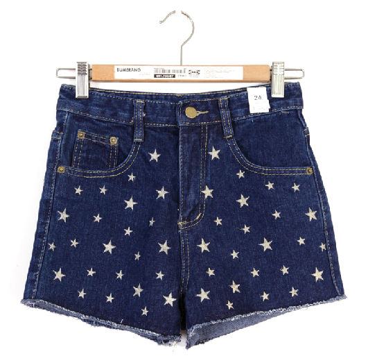 STAR PATTERN DENIM SHORTS - product image  