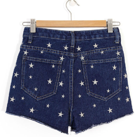 STAR PATTERN DENIM SHORTS - product image  