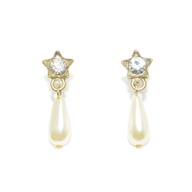 STAR CRYSTAL WITH PEARL DROP EARRINGS - product image  