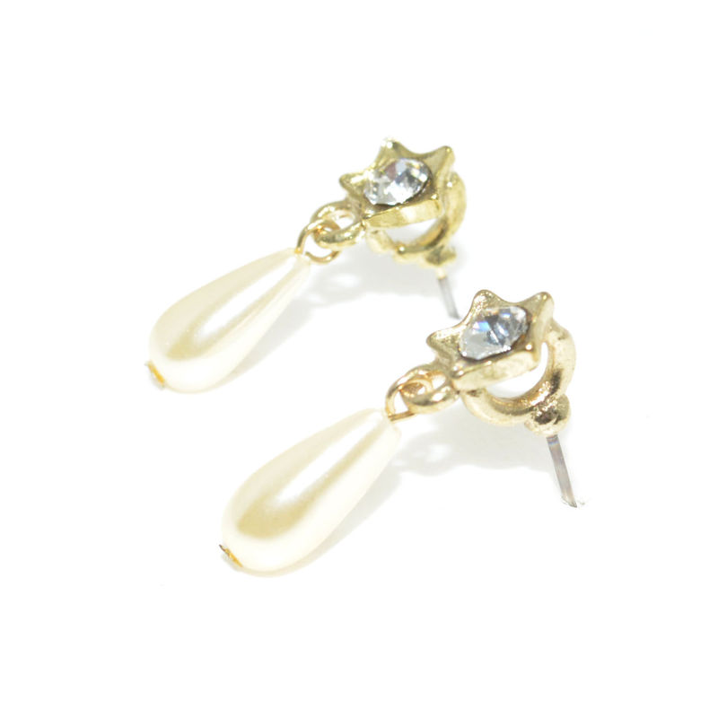 STAR CRYSTAL WITH PEARL DROP EARRINGS - product image  
