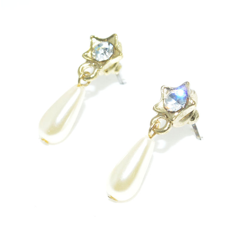STAR CRYSTAL WITH PEARL DROP EARRINGS - product image  