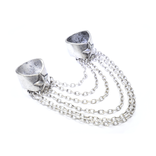 STAR AND CHAIN DOUBLE FINGER RING - product image  