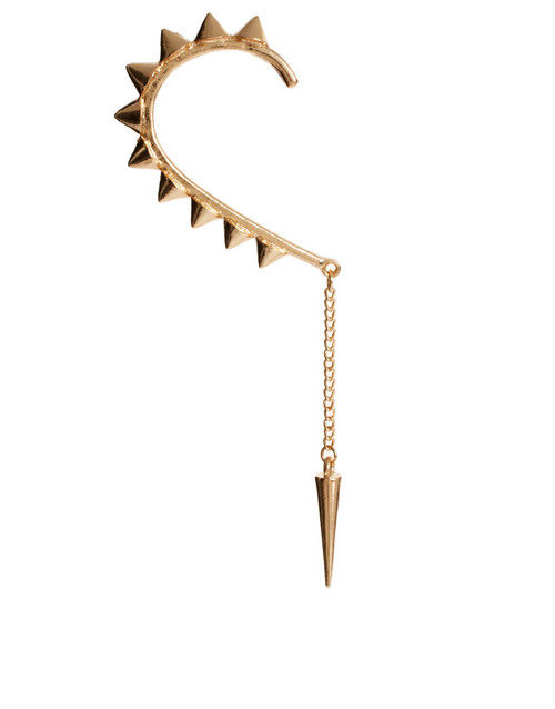 SPIKES EAR CUFF WITH CHAIN AND SINGLE SPIKE - product image  
