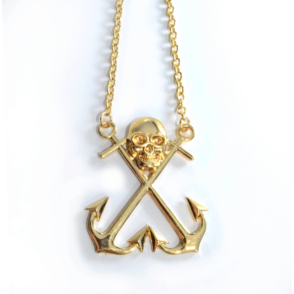 SKULL AND ANCHOR LONG CHAIN NECKLACE - product image  