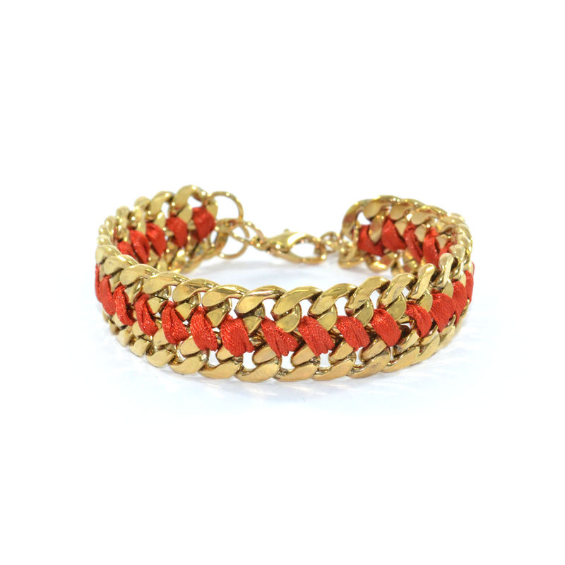 WOVEN STRING AND CHAIN BRACELET - product image  