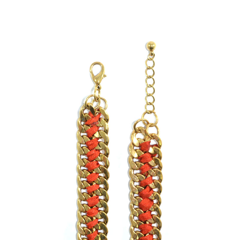 WOVEN STRING AND CHAIN BRACELET - product image  