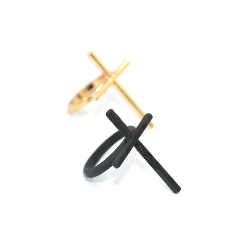 SINGLE LONG THIN CROSS RING - product image  