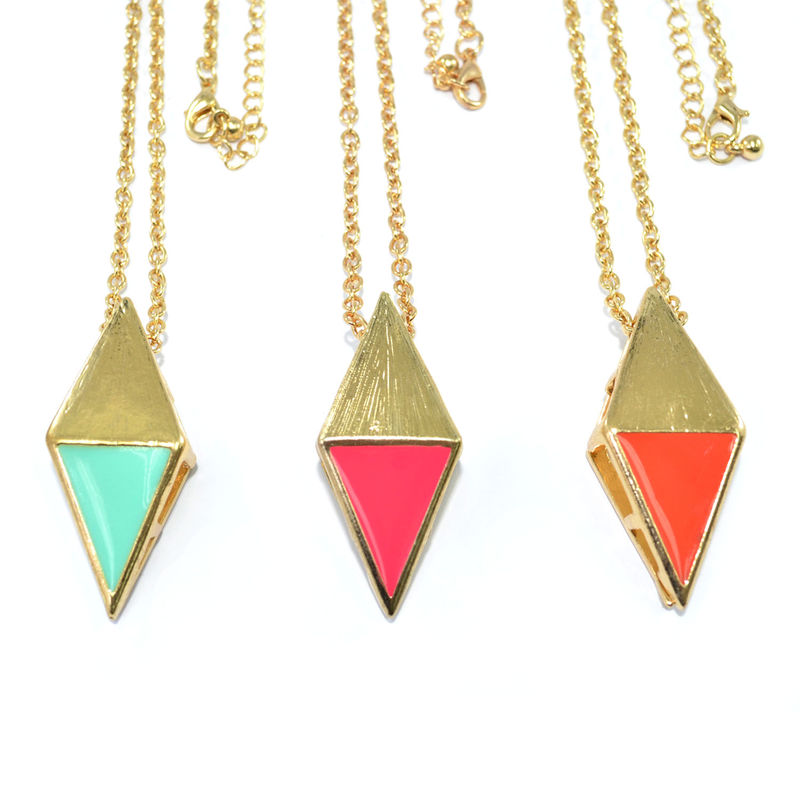 TWO TONE RHOMBUS PENDANT NECKLACE - product image  