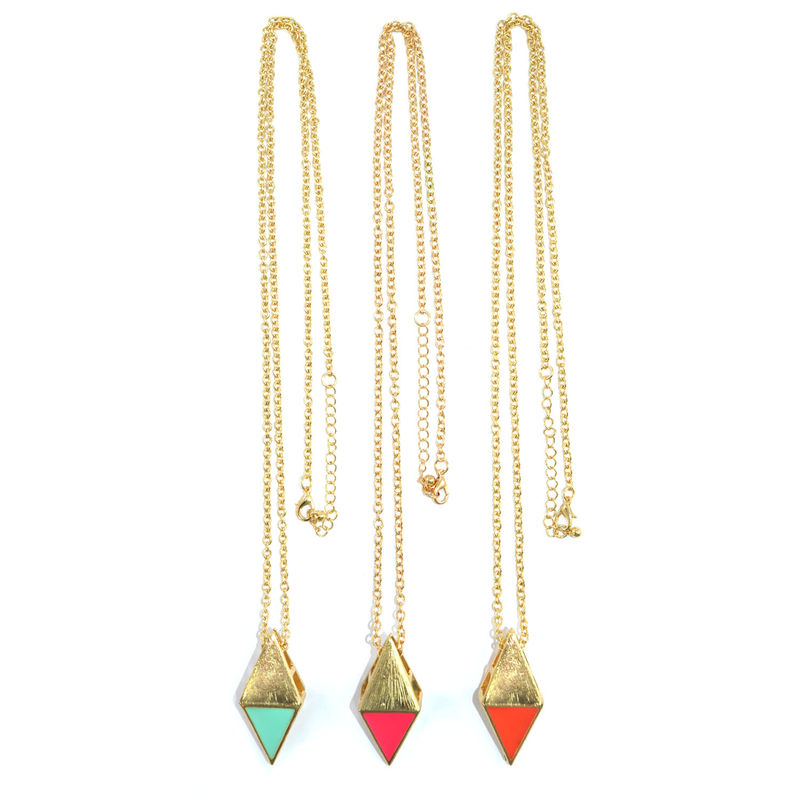 TWO TONE RHOMBUS PENDANT NECKLACE - product image  