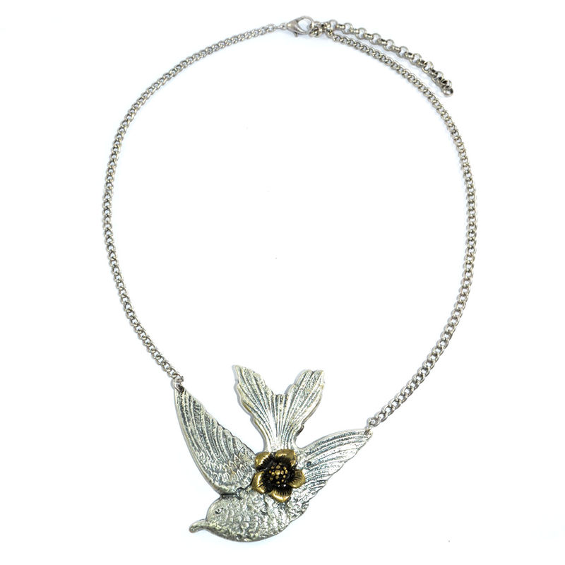 CARVED FLYING BIRD PENDANT NECKLACE - product image  
