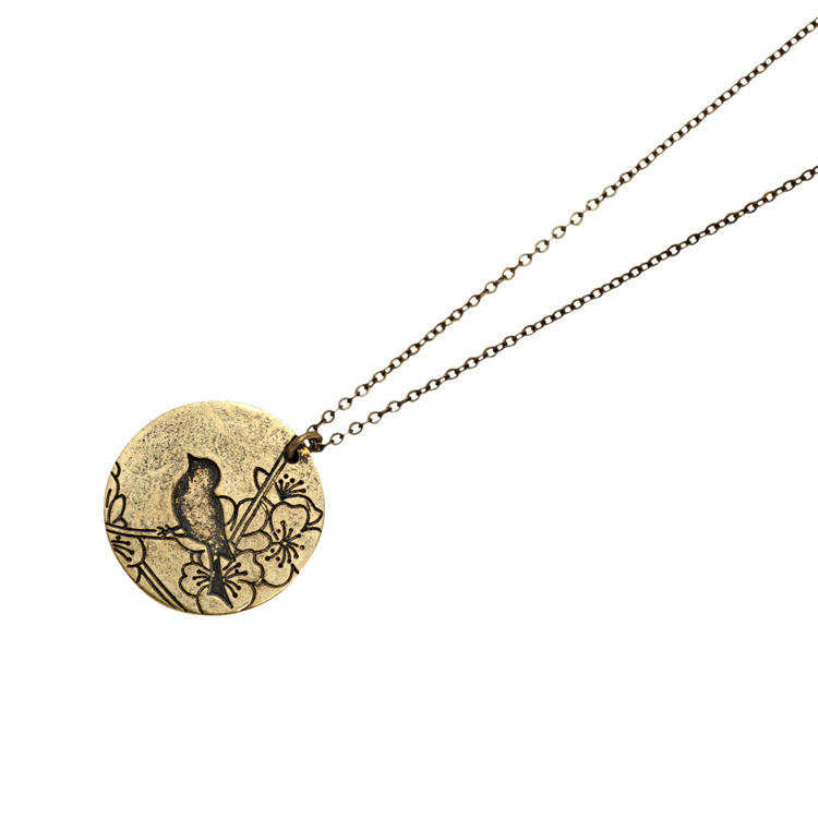 VINTAGE STYLE ENGRAVED BIRD NECKLACE - product image  