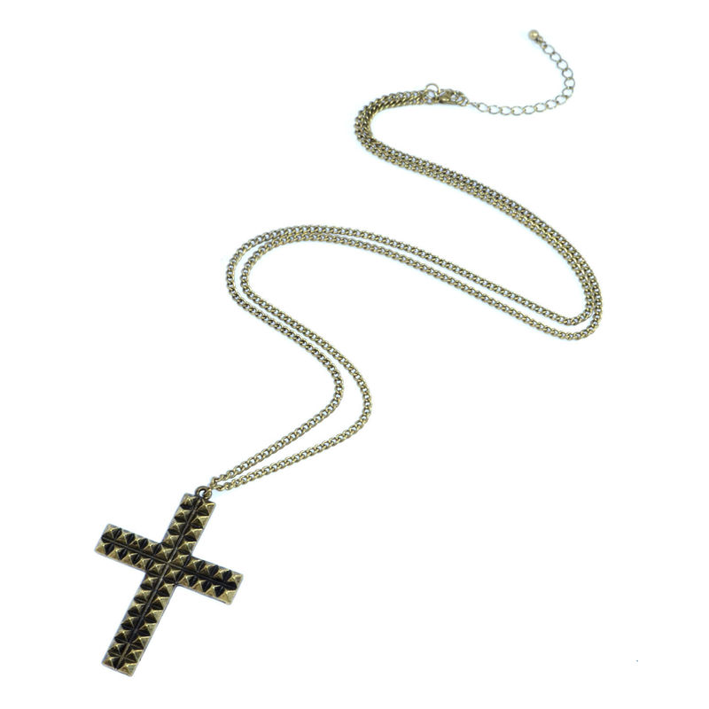 VINTAGE STYLE STUDDED CROSS NECKLACE - product image  